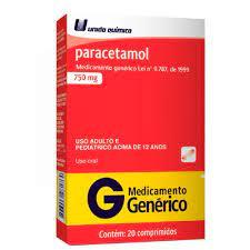 imagem de PARACETAMOL 750MG 20CPR UNIAO QUMICA